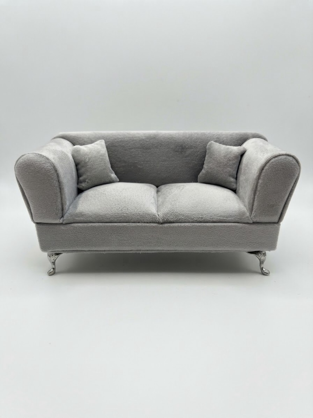 Elegant Gray Plush Couch Jewelry Box